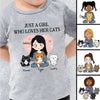 Kid Apparel Just A Girl Loves Cats Personalized Youth Shirt