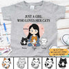 Kid Apparel Just A Girl Loves Cats Personalized Youth Shirt Youth Tee / YXS / Ash