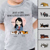 Kid Apparel Just A Girl Loves Dogs Chibi Personalized Youth Shirt