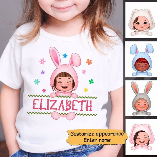 Kid T-Shirt Easter Bunny Kid Doll Custom Gift For Kid Personalized Youth Shirt Youth Tee / White / XS