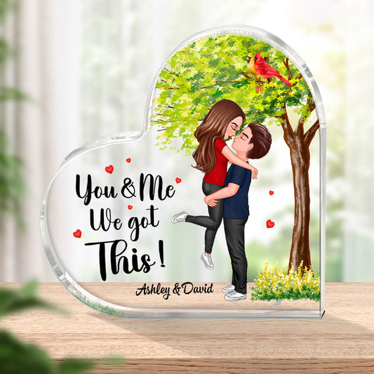 Green Tree Couple Missing Piece Personalized Heart Acrylic Plaque