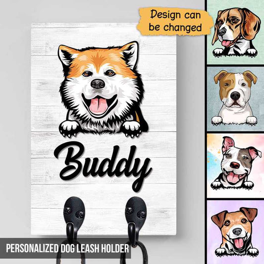 Leash Holder Peeking Dog Personalized Leash Holder 12x8