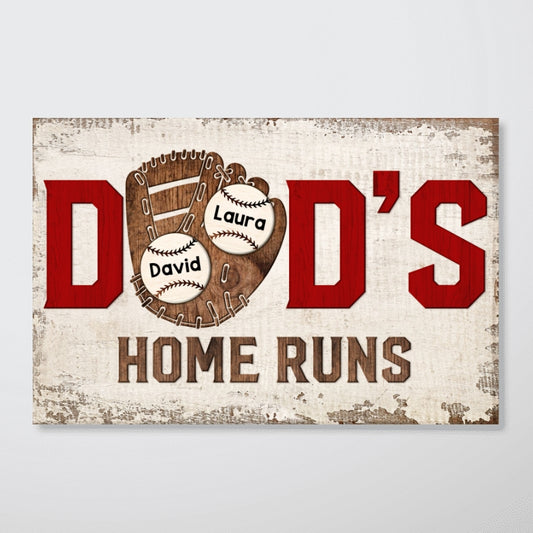 Baseball Dad‘s Home Run Personalized Horizontal Poster