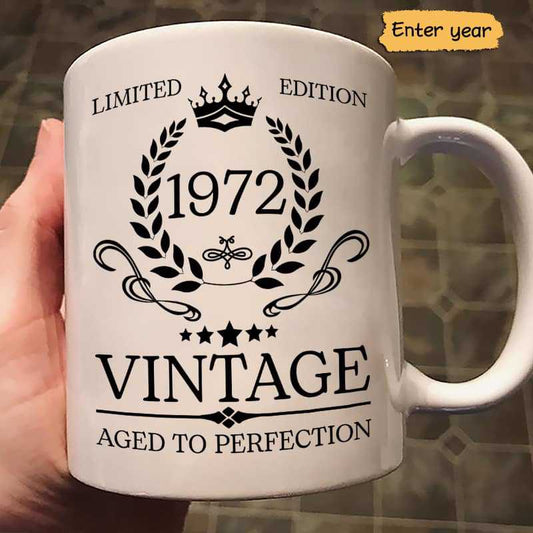 Mug Aged To Perfection Birthday Gift Birth Year Family Gift Personalized Mug Ceramic Mug / White / 11oz