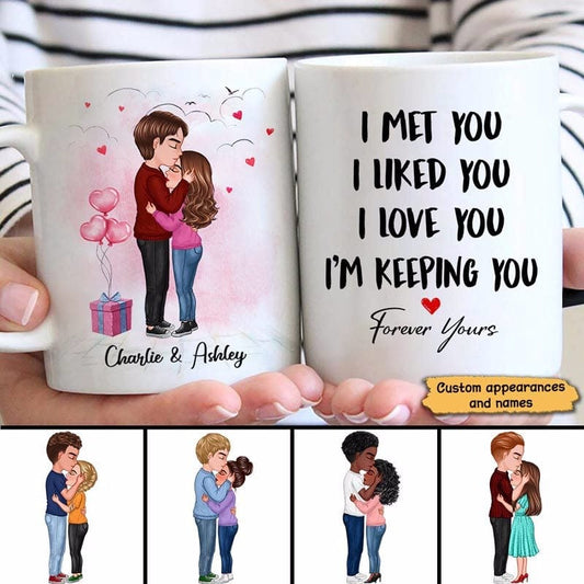 Mug Doll Couple Kissing Valentine‘s Day Gift For Him For Her Personalized Mug Ceramic Mug / White / 11oz