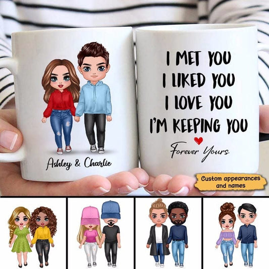 Mug Doll Couple Standing Valentine‘s Day Gift For Him For Her Personalized Mug Ceramic Mug / White / 11oz