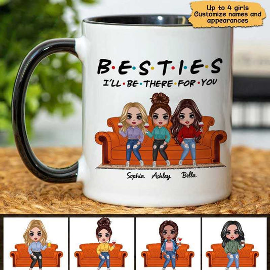 Mug Doll Girls Friends Sisters Besties On Couch Personalized Mug Ceramic Mug / White / 11oz