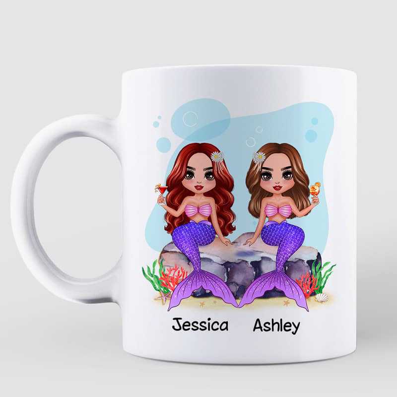Mug Doll Mermaid Besties Friends Until Old Personalized Mug