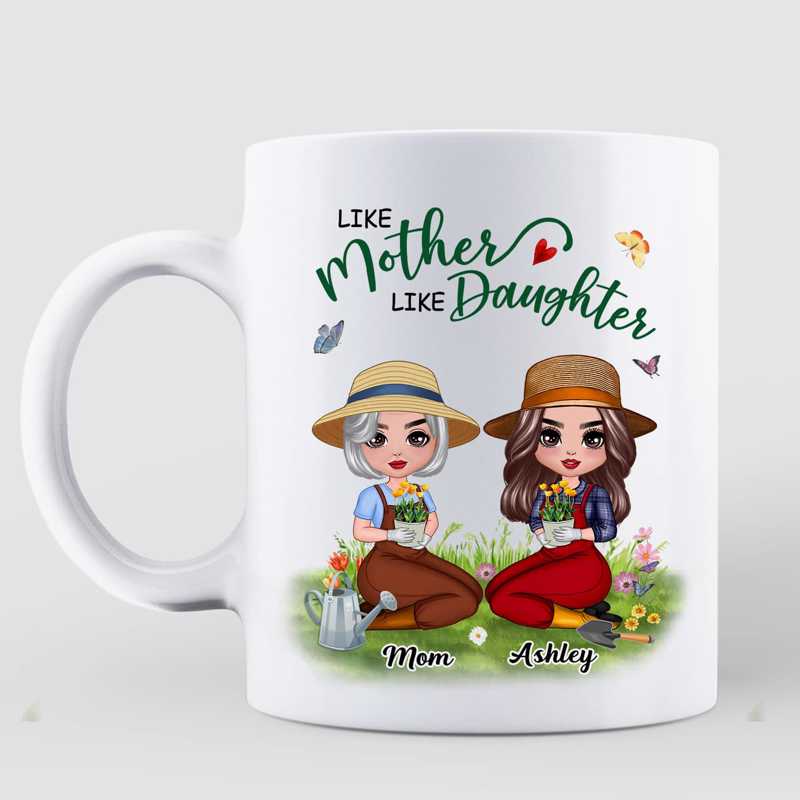 Mug Doll Mother And Daughters Gardening Personalized Mug