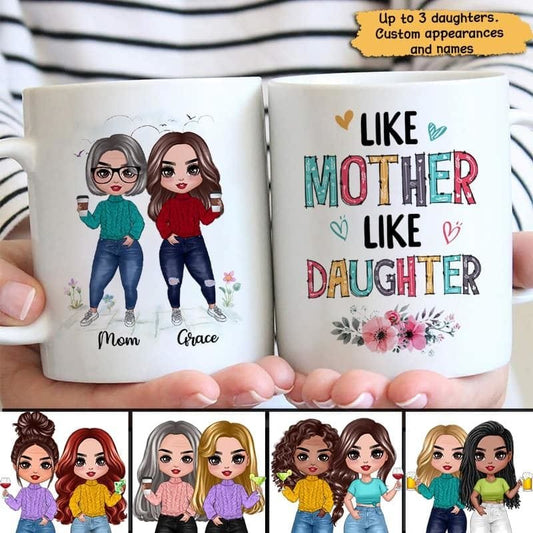Mug Flower Doll Mother Mom And Daughters Personalized Mug Ceramic Mug / White / 11oz