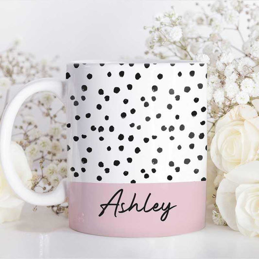 Mug Polka Dot Name Mug Birthday Gift For Her Tee Coffee Lover Personalized Mug 11oz