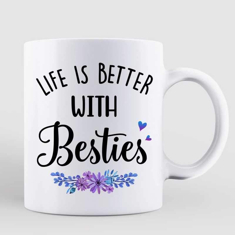 Mug Purple Flower Doll Besties Sisters Standing Personalized Mug