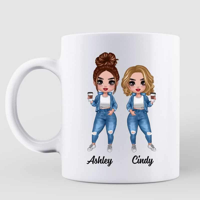 Mug Purple Flower Doll Besties Sisters Standing Personalized Mug