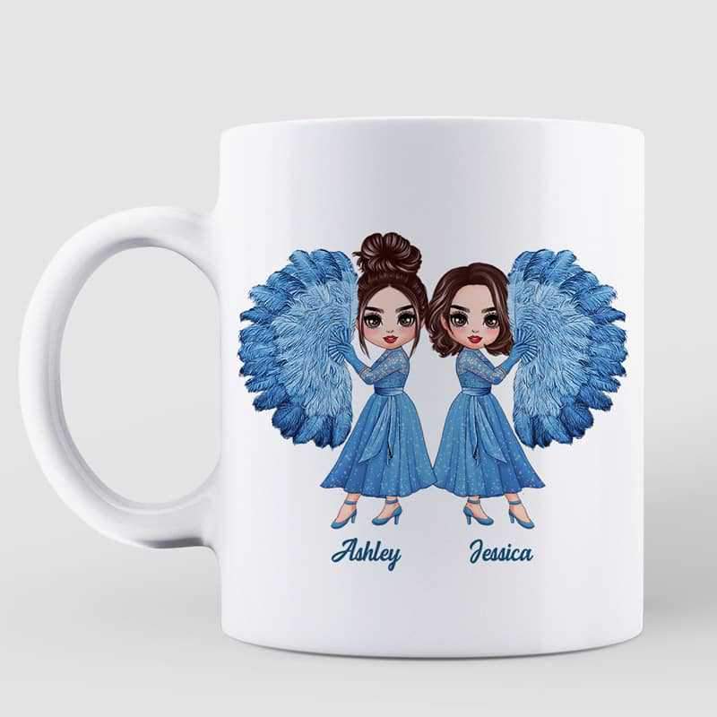 Mug Sisters Sisters Blue Dresses Besties Personalized Coffee Mug