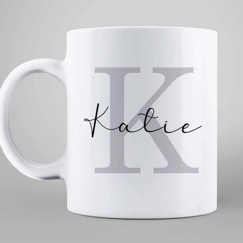 Mug Subtle Initial and Custom Name Birthday Gift For Family Personalized Coffee Mug