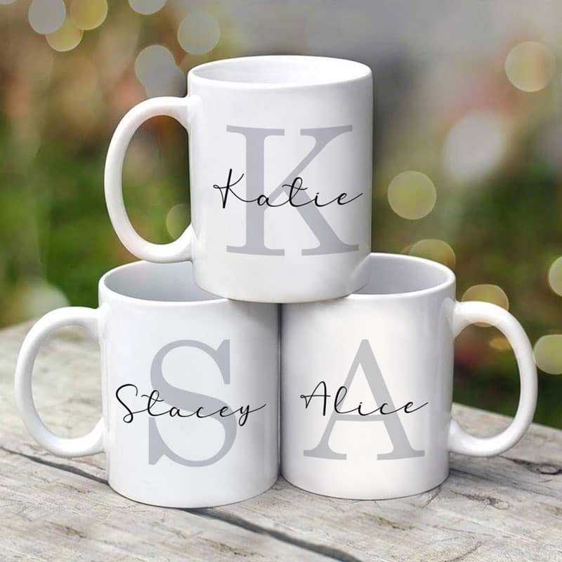 Mug Subtle Initial and Custom Name Birthday Gift For Family Personalized Coffee Mug