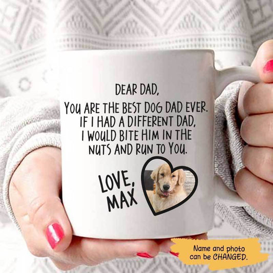 Mugs Best Dog Dad Ever Photo Personalized Mug 11oz