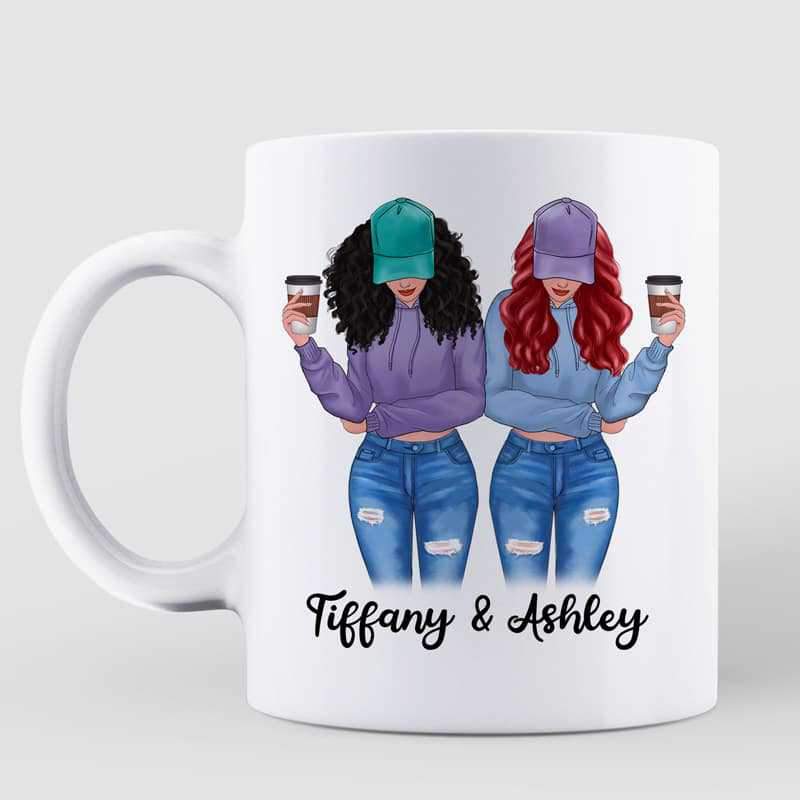 Mugs Besties Modern Girls Front View Personalized Mug 11oz