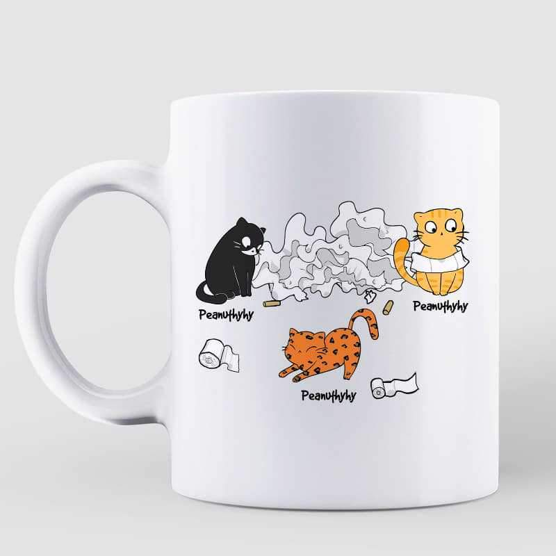 Mugs Happy Father‘s Day Toilet Paper Cats Personalized Mug 11oz