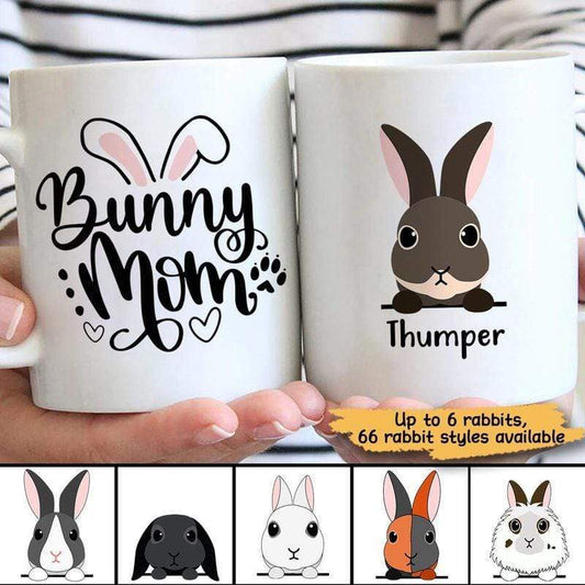 Mugs Peeking Rabbit Bunny Mom Personalized Coffee Mug 11oz