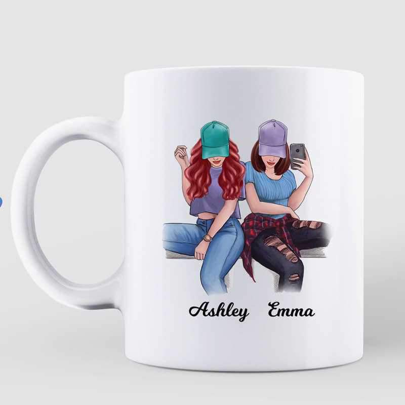 Mugs To My Selfie Bestie Colorful Personalized Mug 11oz