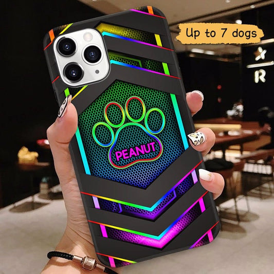 Phone Case Dogs Neon Metallic Technology Pattern Personalized Phone Case IPHONE / 13 PRO MAX / Plastic Case