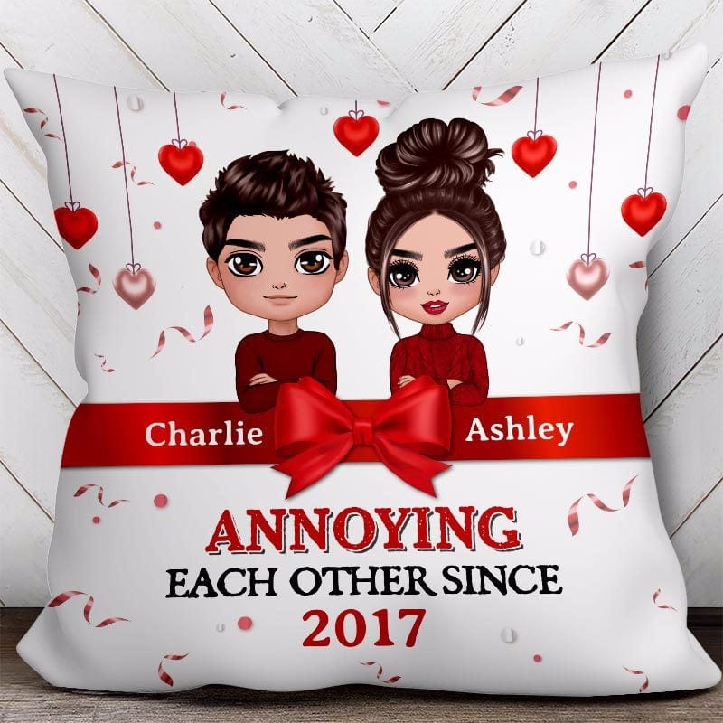 Pillow Annoying Each Other Doll Couple Valentine‘s Day Gift Personalized Pillow (Insert Included)