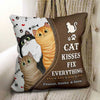 Pillow Cat Kisses Fix Everything Personalized Pillow (Insert Included) 18x18 / Linen