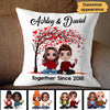 Pillow Doll Couple Sitting Under Heart Tree Valentine‘s Day Gift For Him For Her Personalized Pillow (Insert Included) 12x12 / Linen