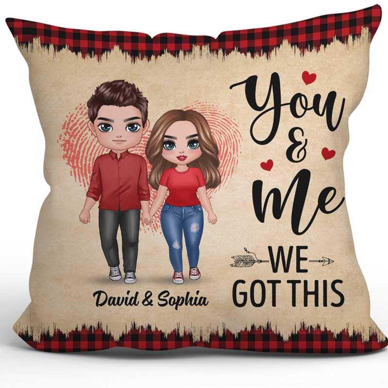 Pillow Doll Couple Standing You & Me Valentine‘s Day Gift Personalized Pillow (Insert Included)