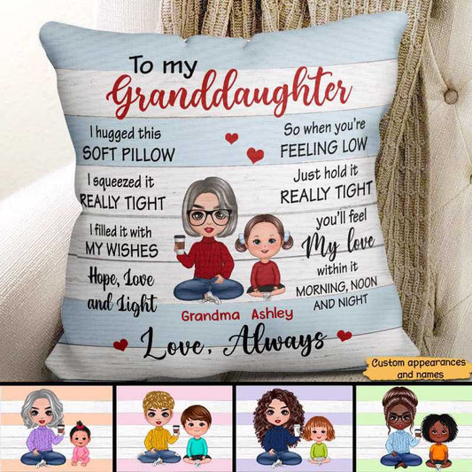 Pillow Doll To My Granddaughter Grandson Personalized Pillow (Insert Included) 12x12 / Linen