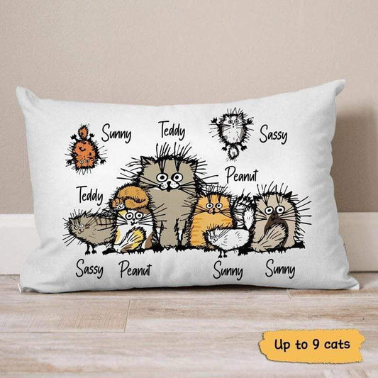 Pillow Funny Cat Personalized Cat Pillow (Insert Included) 13x19 / Linen