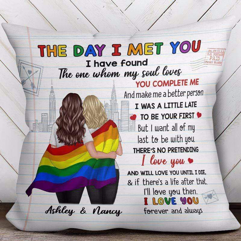 Pillow LGBT Couples Paper Pattern Personalized Pillow (Insert Included)