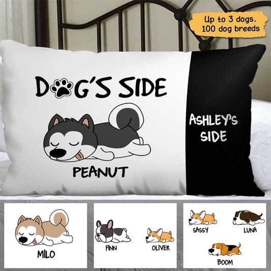 Pillow My Side My Dog's Side Black And White Personalized Dog Pillow (Insert Included) 13x19 / Linen