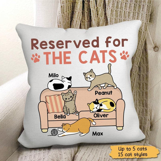 Pillow Reserved For The Cats Cute Personalized Cat Pillow (Insert Included) 18x18 / Linen