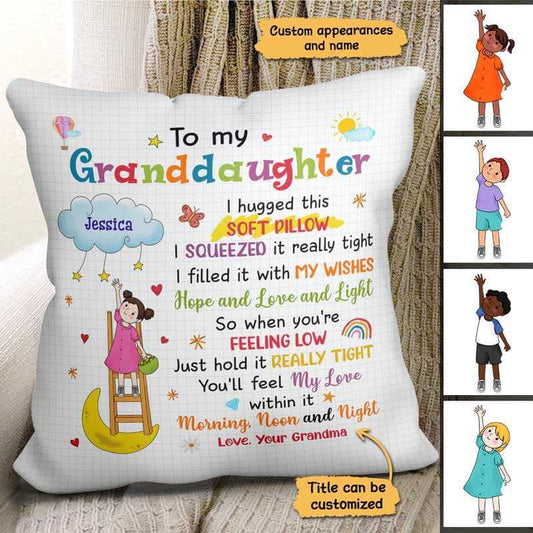 Pillow Stick Grandkids Gift For Granddaughter Grandson Personalized Pillow (Insert Included) 12x12 / Linen