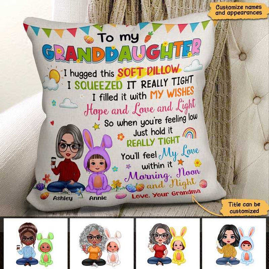 Pillow To My Granddaughter Grandson Easter Personalized Pillow (Insert Included) 12x12 / Linen