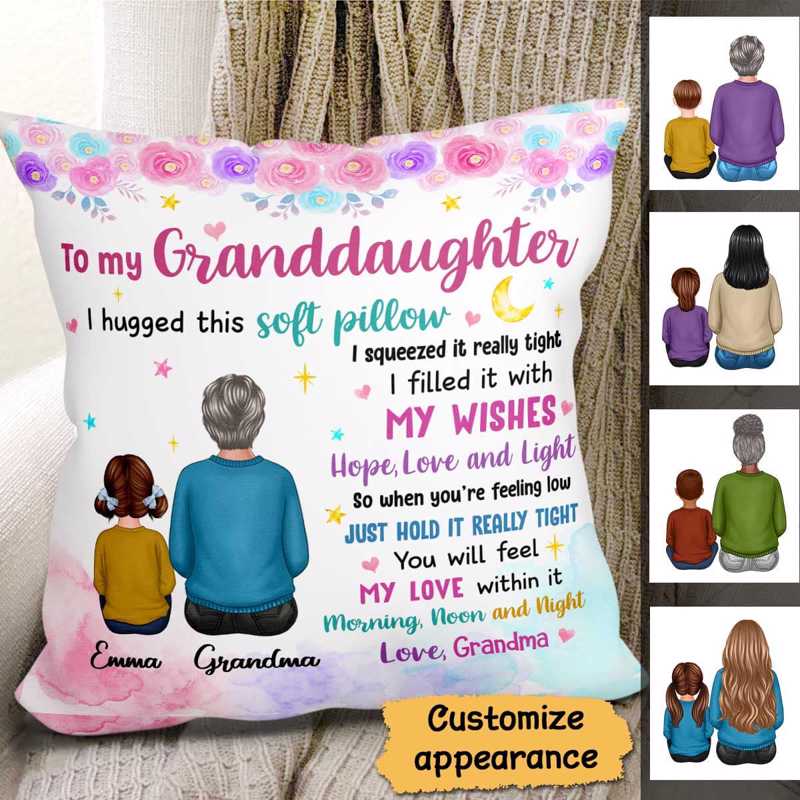 Pillow To My Granddaughter Unicorn Tone Personalized Pillow (Insert Included) 12x12 / Linen