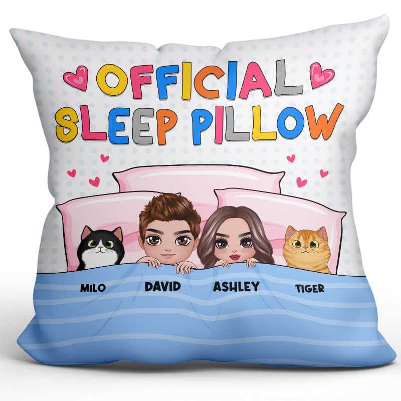 Pillow You Me And The Cats On Bed Personalized Pillow (Insert Included)