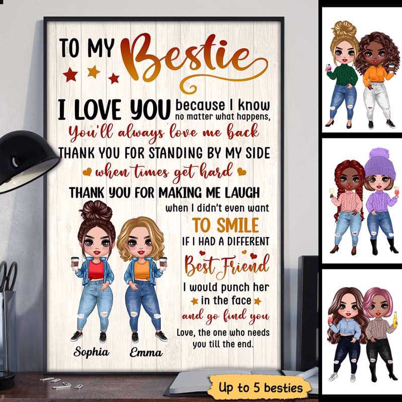 Poster Doll Besties To My Bestie Personalized Vertical Poster 12x18