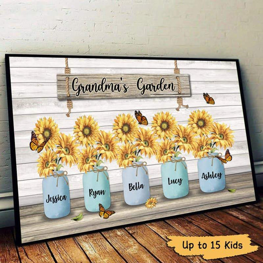 Poster Grandma‘s Garden Sunflower Vase Personalized Horizontal Poster (1-9) 18x12