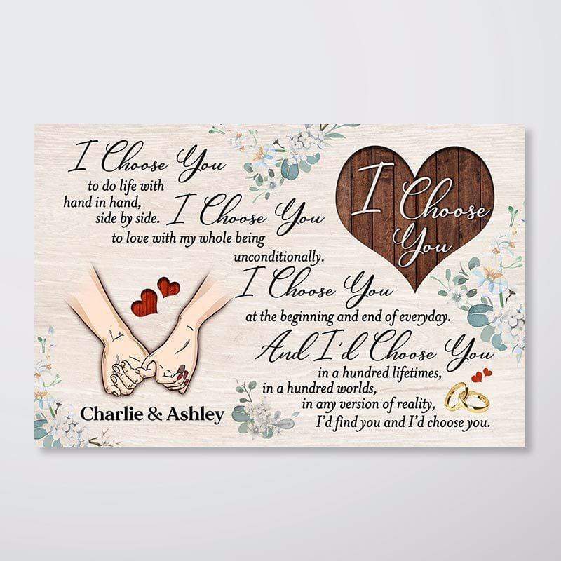 Poster I Choose You Hand In Hand Couple Personalized Horizontal Poster