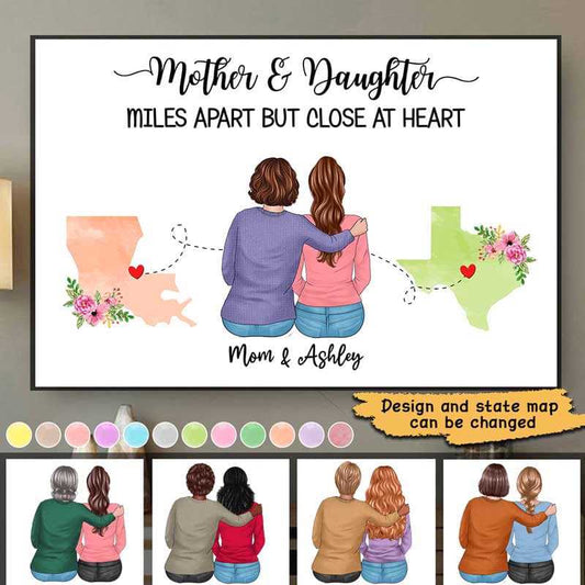 Poster Mother And Daughter Long Distance Personalized Horizontal Poster 18x12