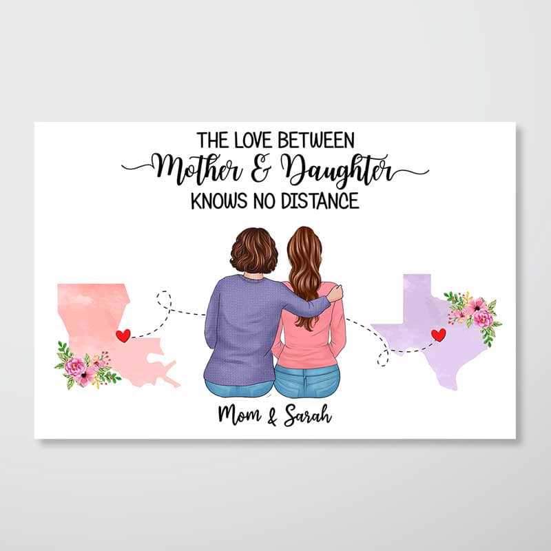 Poster Mother And Daughter Long Distance Personalized Horizontal Poster