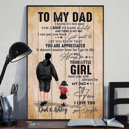 Poster To My Dad From Little Son Daughter Personalized Vertical Poster 12x18