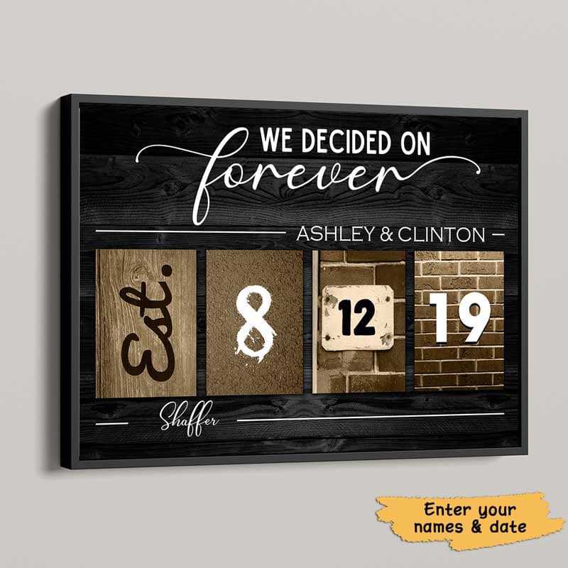 Poster Wedding Date Art Wedding Anniversary Gift Personalized Horizontal Poster 18x12