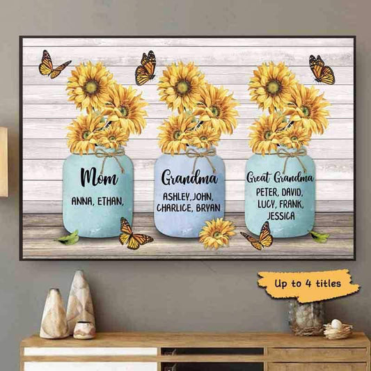 Poster Wife Mom Grandma Flower Vases Personalized Horizontal Poster 18x12