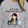 Sweatshirt Just A Girl Who Loves Her Cat Personalized Sweatshirt (Ash)