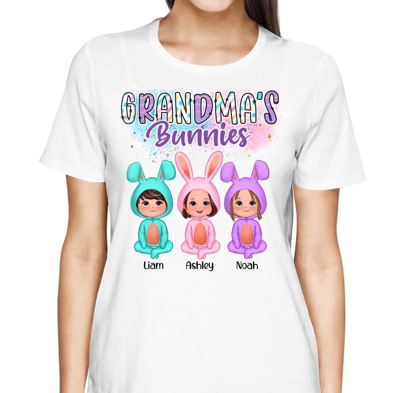 T-Shirt Bright Colors Pattern Grandma‘s Bunny Doll Kids Easter Personalized Shirt
