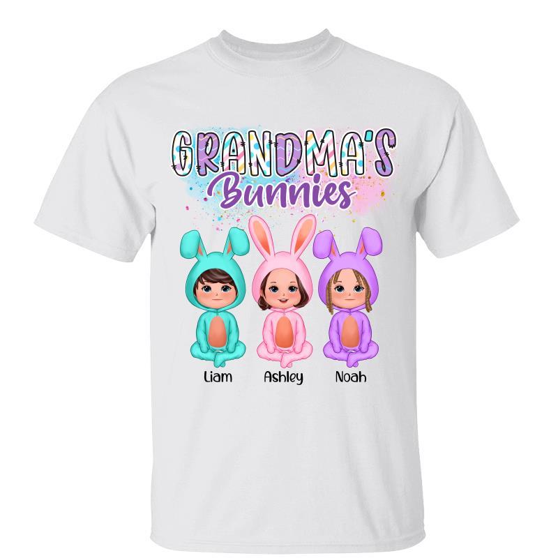T-Shirt Bright Colors Pattern Grandma‘s Bunny Doll Kids Easter Personalized Shirt Classic Tee / White Classic Tee / S